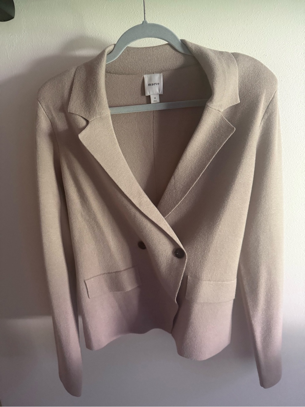 Anthropologie Maeve Women's Beige Knit Blazer Jacket